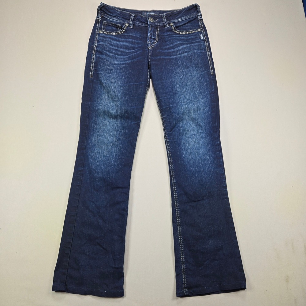 Silver Jeans Co Suki Slim Bootcut Dark Wash Denim Pants Womens 28x33